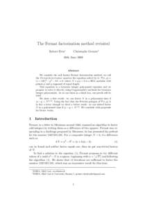 The Fermat factorization method revisited Robert Erra∗ Christophe Grenier†  30th June 2009