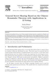 Commutative algebra / Key management / Secret sharing / Secret sharing using the Chinese remainder theorem / Public-key cryptography / Chinese remainder theorem / RSA / Cryptography / Modular arithmetic / Cryptographic protocols