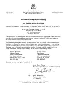 Public Meeting Notice:  Gun River Intercounty Drain  Board Meeting - August 11, 2016