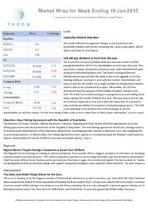 Market Wrap for Week Ending 19 Jan 2015 A summary of Local and International Market-related News Snapshot  Price