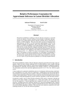 Relative Performance Guarantees for Approximate Inference in Latent Dirichlet Allocation Indraneel Mukherjee David M. Blei