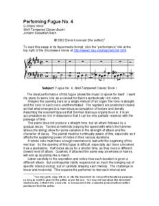 Performing Fugue No. 4 C-Sharp minor Well-Tempered Clavier Book I