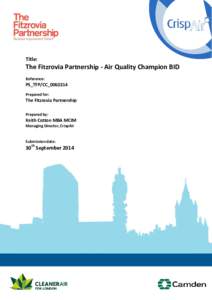 Title:  The Fitzrovia Partnership - Air Quality Champion BID Reference:  PS_TFP/CC_0060214