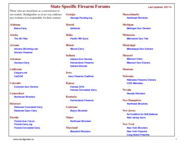 State Specific Firearm Forums These sites are listed here as a convenience to our readers. Handgunlaw.us in no way endorses any websites or is responsible for their content.  Georgia