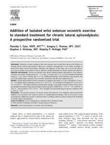 Addition of isolated wrist extensor eccentric exercise to&nbsp;standard treatment for chronic lateral epicondylosis: A&nbsp;prospective randomized trial