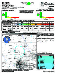 Green Alert Earthquake Shaking M 4.0, OKLAHOMA