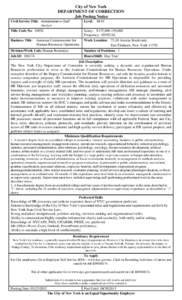 City of New York DEPARTMENT OF CORRECTION Job Posting Notice Civil Service Title: Administrative Staff Analyst