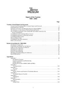 Report of the Trustees[removed]Page Trustees’ Annual Report and Accounts Trustees’ and Accounting Officer’s Annual Report and Foreword . . . . . . . . . . . . . . . . . . . . . . . . . . . 1 Financial Review 19