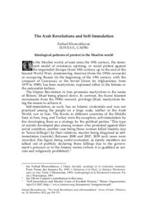    The Arab Revolutions and Self-Immolation Farhad Khosrokhavar (E.H.E.S.S., CADIS) Ideological patterns of protest in the Muslim world