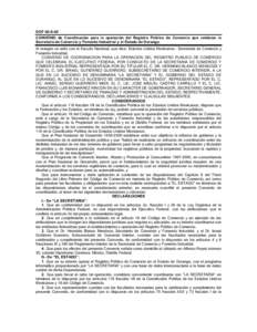 DOF 06-X-00 CONVENIO de Coordinación para la operación del Registro Público de Comercio que celebran la Secretaría de Comercio y Fomento Industrial y el Estado de Durango. Al margen un sello con el Escudo Nacional, q