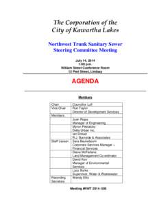The Corporation of the City of Kawartha Lakes Northwest Trunk Sanitary Sewer Steering Committee Meeting July 14, 2014 1:00 p.m.