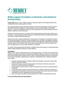 Microsoft Word - Medbuy supports the adoption of national standard for pharmaceuticals_Feb[removed]doc