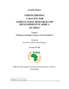 Inception Report  STRENGTHENING CAPACITY FOR AGRICULTURAL RESEARCH AND DEVELOPMENT IN AFRICA