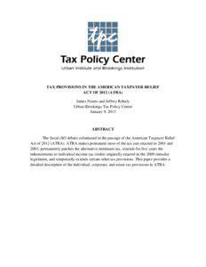 Tax Provisions in The American Taxpayer Relief Act of[removed]ATRA)