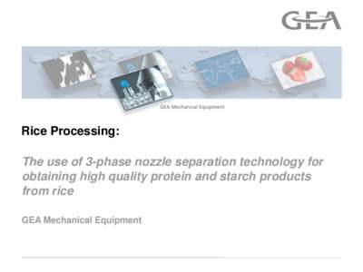 Rice Processing: The use of 3-phase nozzle separation technology for obtaining high quality protein and starch products from rice GEA Mechanical Equipment