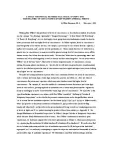 A GROUP THEORETICAL MATHEMATICAL MODEL OF SHIFTS INTO HIGHER LEVELS OF CONSCIOUSNESS IN KEN WILBER’S INTEGRAL THEORY by Elliot Benjamin, Ph.D,