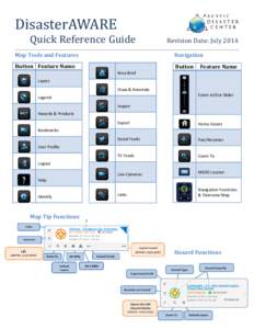 DisasterAWARE Quick Reference Guide Map Tools and Features Revision Date: July 2014 Navigation