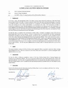 PALM BEACH COUNTY COMMISSION ON ETHICS  COMPLIANCE REVIEW MEMORANDUM To:  Alan S. Johnson, Executive Director