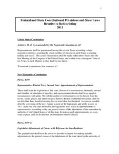 1  Federal and State Constitutional Provisions and State Laws Relative to Redistricting 2011