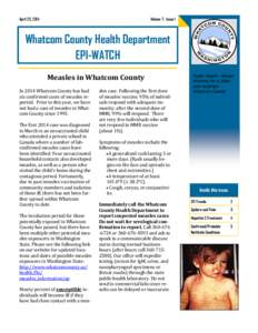 April 25, 2014  Volume 7, Issue 1 Whatcom County Health Department EPI-WATCH