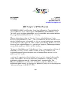 Microsoft Word - 5_SSHC_press release_1-13-09_champions for children_m. ada…