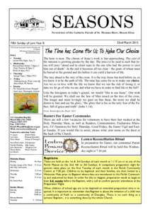 SEASONS Newsletter of the Catholic Parish of St. Thomas More, Mount Eliza 22nd MarchFifth Sunday of Lent Year B