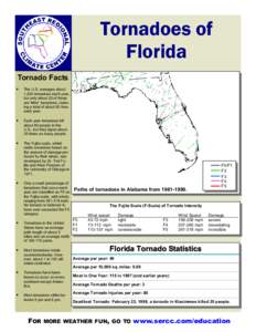 Tornadoes of Florida Tornado Facts •  The U.S. averages about