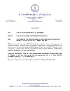 COMMONWEALTH of VIRGINIA Marine Resources Commission Matthew J. Strickler Secretary of Natural ResourcesWashington Avenue