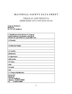 Material safety data sheet / Tenax / Chemistry / Poly / Carbon dioxide