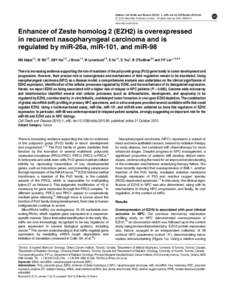 Enhancer of Zeste homolog 2 (EZH2) is overexpressed in recurrent nasopharyngeal carcinoma and is regulated by miR-26a, miR-101, and miR-98