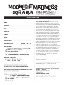 FRIDAY, SEPT. 19, 2014 DOWNTOWN WINSTON-SALEM REGISTRATION FORM  NAME: ______________________________________________