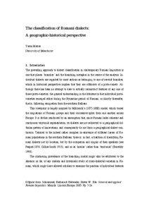 The classification of Romani dialects: A geographic-historical perspective Yaron Matras