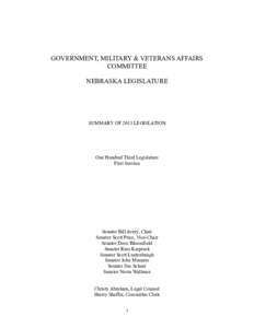 GOVERNMENT, MILITARY & VETERANS AFFAIRS COMMITTEE