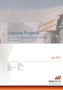 Uranium Projects Site Specific Information and Conditions for Contractors July 2011 CSG: