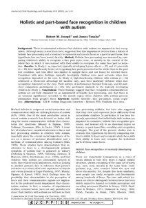 Autism / Vision / Neurological disorders / Pervasive developmental disorders / Face recognition / Face perception / Autism spectrum / Asperger syndrome / Face / Health / Mind / Psychiatry