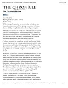 Tuning In to the Voice of God - The Chronicle Review - The Chronicle of Higher Education[removed]:46 AM The Chronicle Review Home