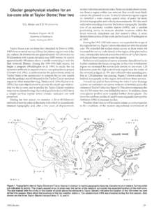 Glacier geophysical studies for an ice-core site at Taylor Dome: Year two D.L. MORSE AND E.D. WADDINGTON Geophysics Program, AK-50 University of Washington Seattle, Washington 98195