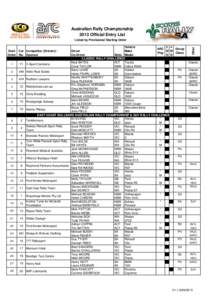 Australian Rally Championship 2013 Official Entry List Vehicle 2 4 ARC Group