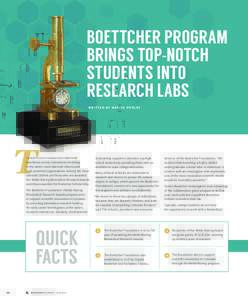 BOETTCHER PROGRAM BRINGS TOP-NOTCH STUDENTS INTO RESEARCH LABS WRITTEN BY MARISA POOLEY