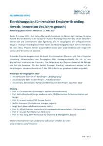 Einreichungsstart für trendence Employer Branding Awards: Innovation des Jahres gesucht