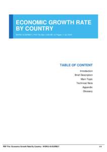 ECONOMIC GROWTH RATE BY COUNTRY WORG-10-EGRBC7 | PDF File Size 1,033 KB | 31 Pages | 1 Jul, 2016 TABLE OF CONTENT Introduction