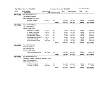 City of Cranston Tax Roll 2014 Acct# [removed]Name/ Address