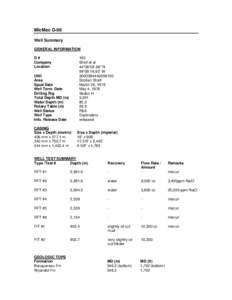 MicMac D-89 Well Summary GENERAL INFORMATION D# Company Location