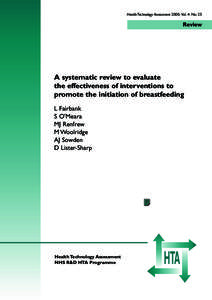 Health Technology Assessment 2000; Vol. 4: No. 25  Review A systematic review to evaluate the effectiveness of interventions to