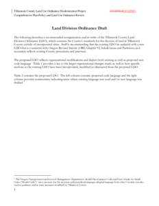 Tillamook County Land Use Ordinance Modernization Project Comprehensive Plan Policy and Land Use Ordinance Review2015  Land Division Ordinance Draft