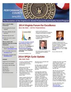 SpringWho’s in the VA SPQA Community?  2014 Virginia Forum for Excellence