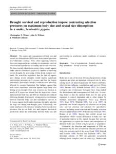 Oecologia:913–922 DOIs00442POPULATION ECOLOGY - ORIGINAL PAPER  Drought survival and reproduction impose contrasting selection