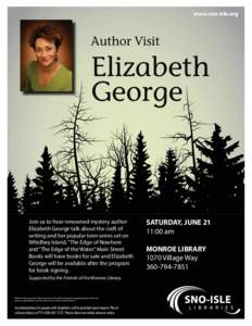 www.sno-isle.org  Author Visit Elizabeth George