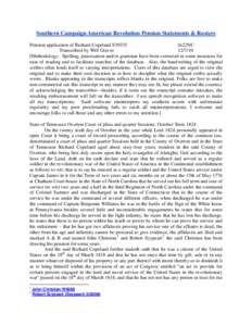 Southern Campaign American Revolution Pension Statements & Rosters Pension application of Richard Copeland S39335 fn22NC Transcribed by Will Graves[removed]Methodology: Spelling, punctuation and/or grammar have been cor