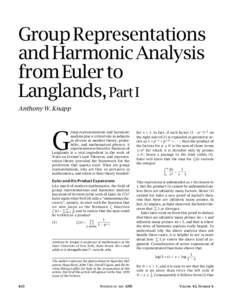 Group Representations and Harmonic Analysis from Euler to